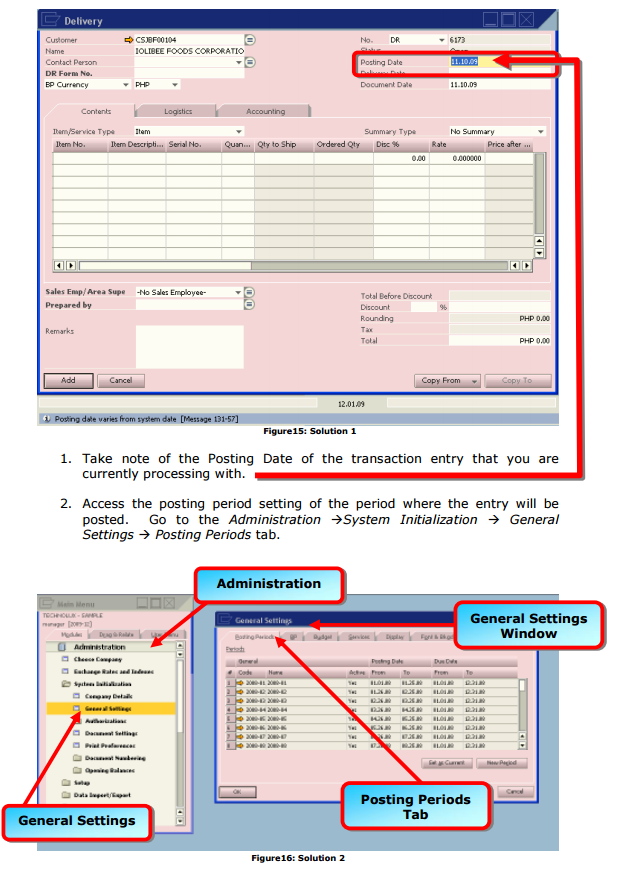 Date deviates from permissible range SAP B1 Technolux Equipment and